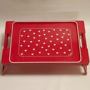 Vintage Bed Tray 1970s Hearts Made in Italy by Lavatelli Turin Red White Romance